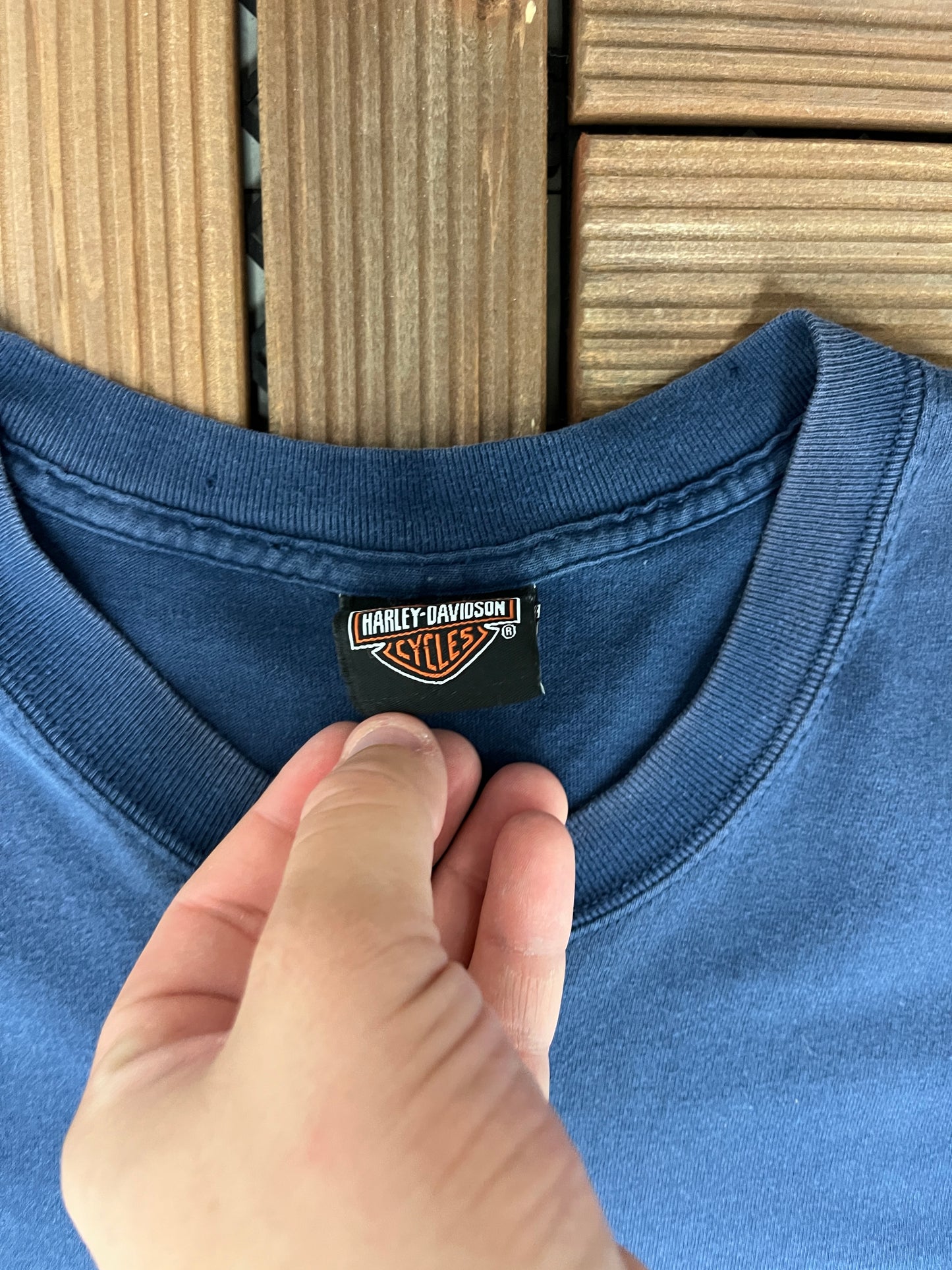 Harley Davidson of Nassau, Bahamas Graphic Tee | Size X-Large | Vintage 2000s Motorcycle Biker Blue T-shirt