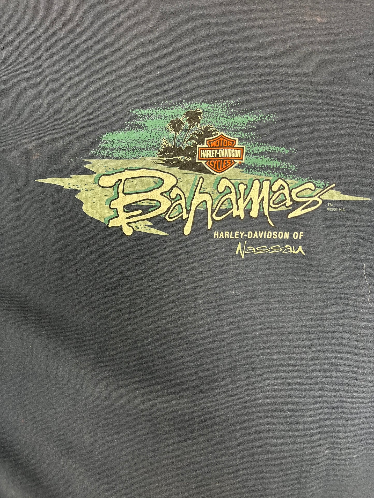Harley Davidson of Nassau, Bahamas Graphic Tee | Size X-Large | Vintage 2000s Motorcycle Biker Blue T-shirt
