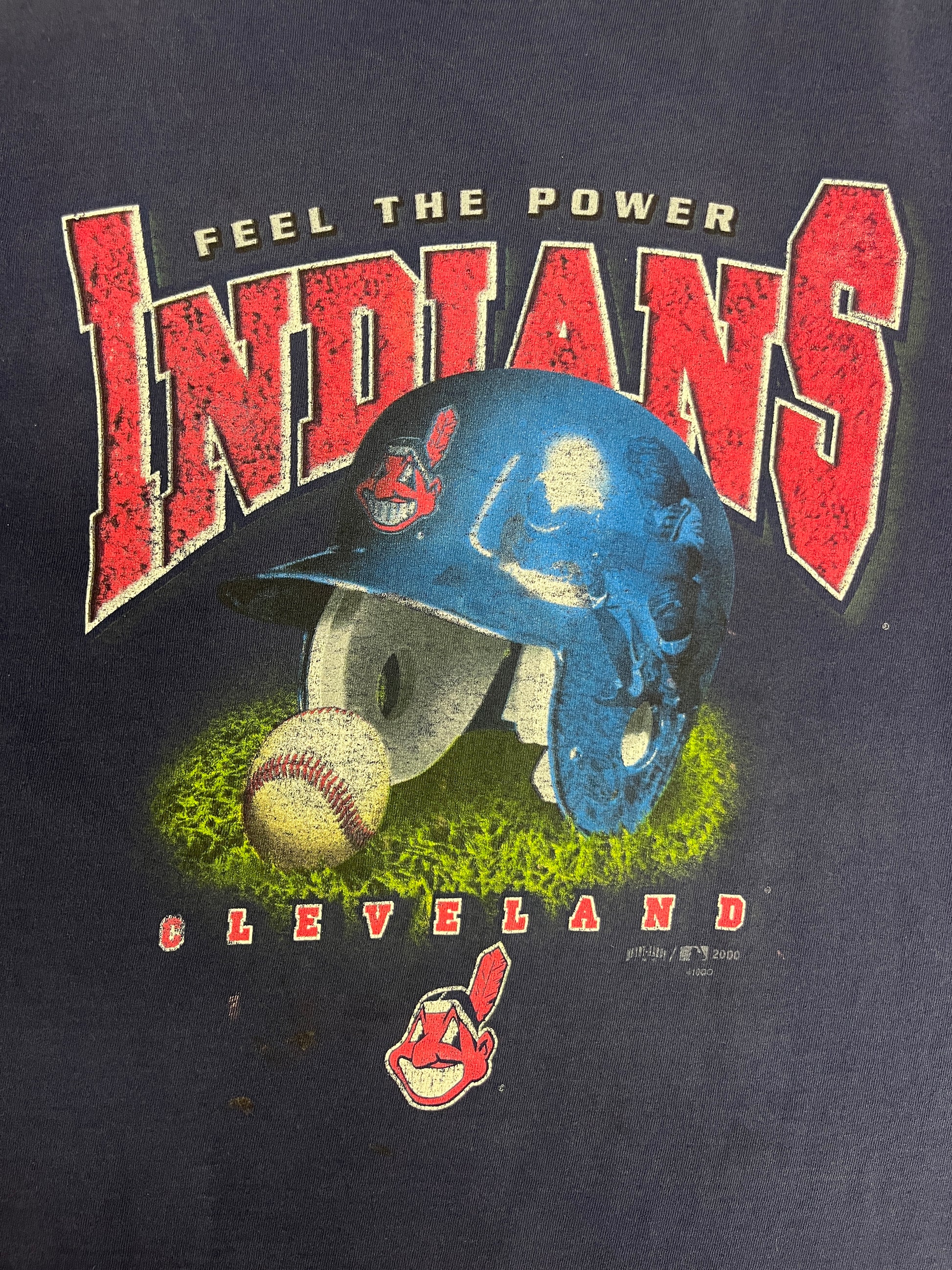 Cleveland Indians Logo Spellout T-shirt L 90s Logo 7 