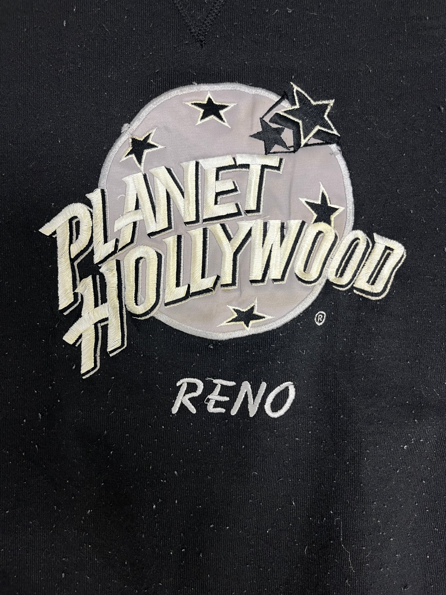 Planet Hollywood Reno Graphic Crewneck | Size Small | Vintage 1990s Tourist Promotional Black Sweater |