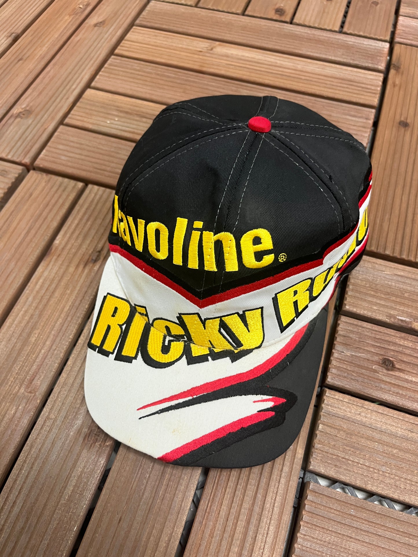 Havoline Racing Ricky Rudd NASCAR Embroidered Graphic Hat | Strap Back | Vintage 2000s Racing Black Cap |