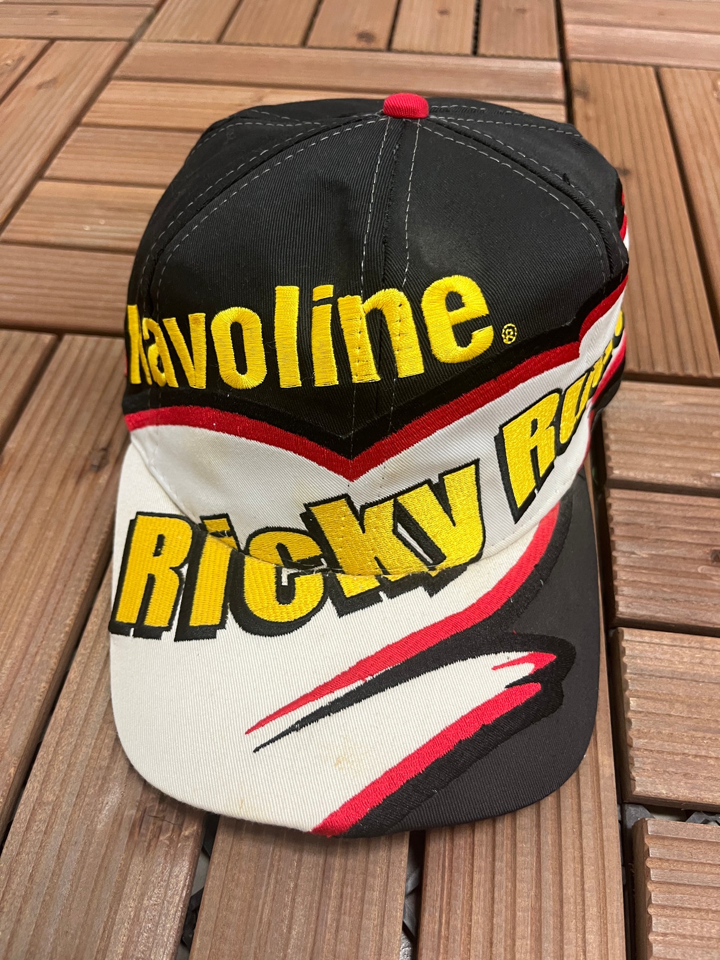 Havoline Racing Ricky Rudd NASCAR Embroidered Graphic Hat | Strap Back | Vintage 2000s Racing Black Cap |