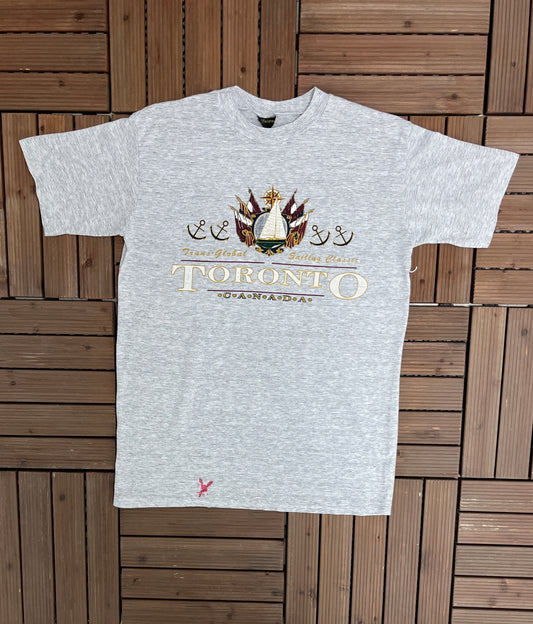 Toronto, Canada Sailing Classic Graphic Tee | Size Medium | Vintage 1990s Single Stitch Tourist Grey T-Shirt |