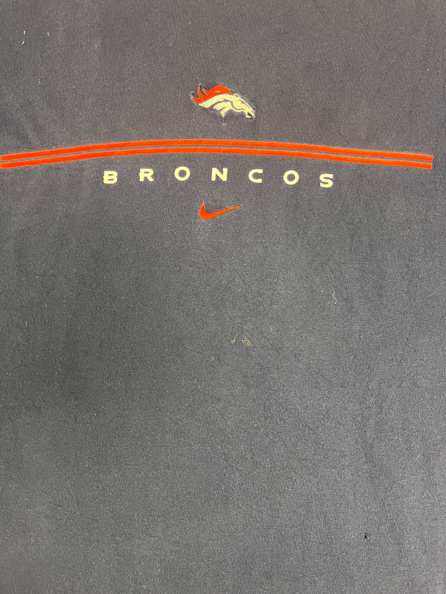 Denver Broncos Nike Embroidered Graphic Tee | Size X-Large | Vintage 1990s Made in USA NFL Football T-Shirt |