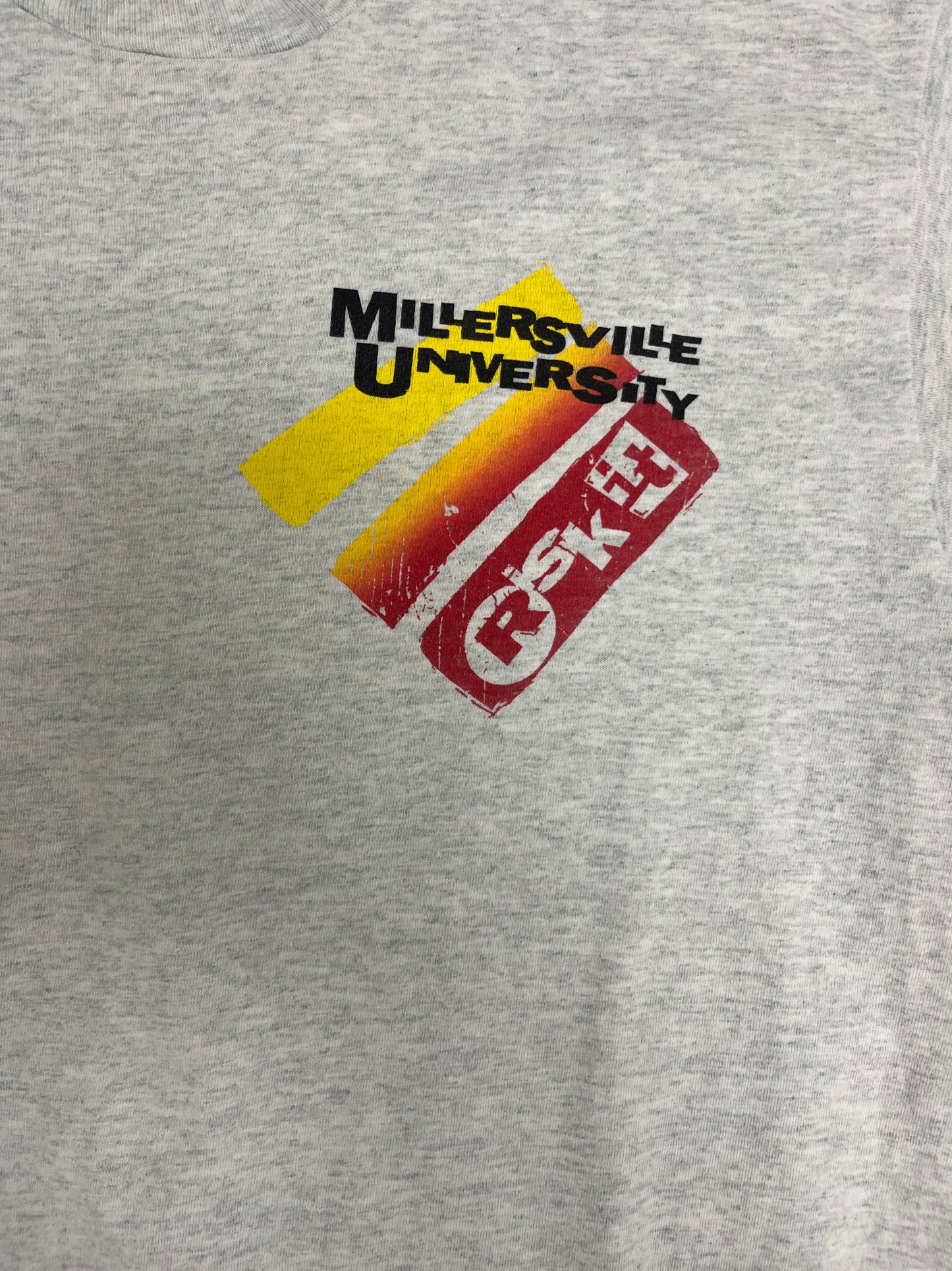 Millersville University Risk It Graphic Tee | Size Large | Vintage 1990s Single Stitch College Grey T-Shirt | Made in USA |