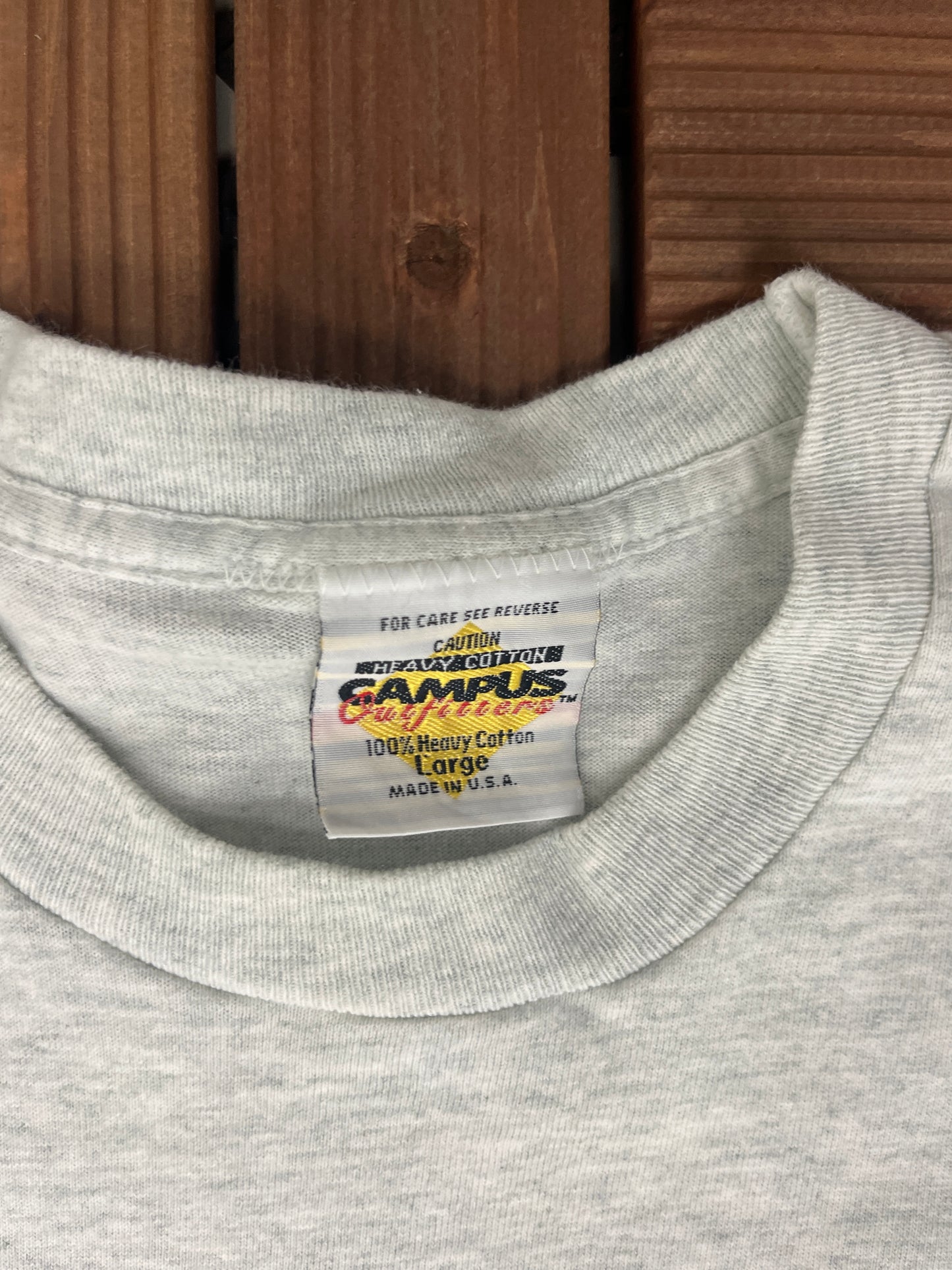 Millersville University Risk It Graphic Tee | Size Large | Vintage 1990s Single Stitch College Grey T-Shirt | Made in USA |