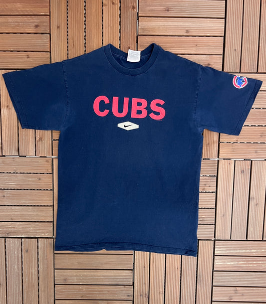 Chicago Cubs Nike Graphic Tee | Size Medium | Vintage 2000s Nike MLB Baseball Blue T-Shirt |