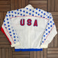 United States of America Speedo Graphic Windbreaker | Size Medium | Vintage 1990s Promotional White Windbreaker |