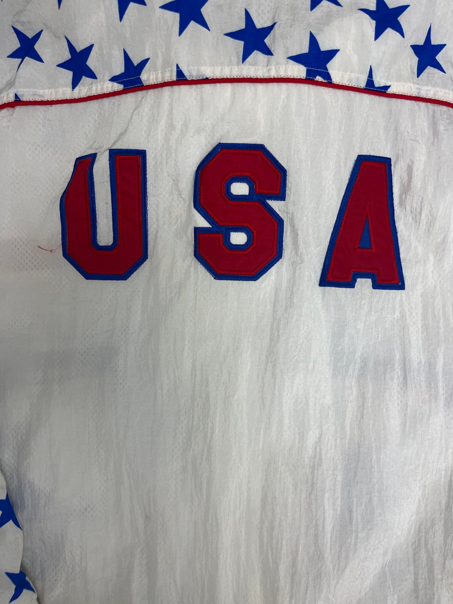 United States of America Speedo Graphic Windbreaker | Size Medium | Vintage 1990s Promotional White Windbreaker |