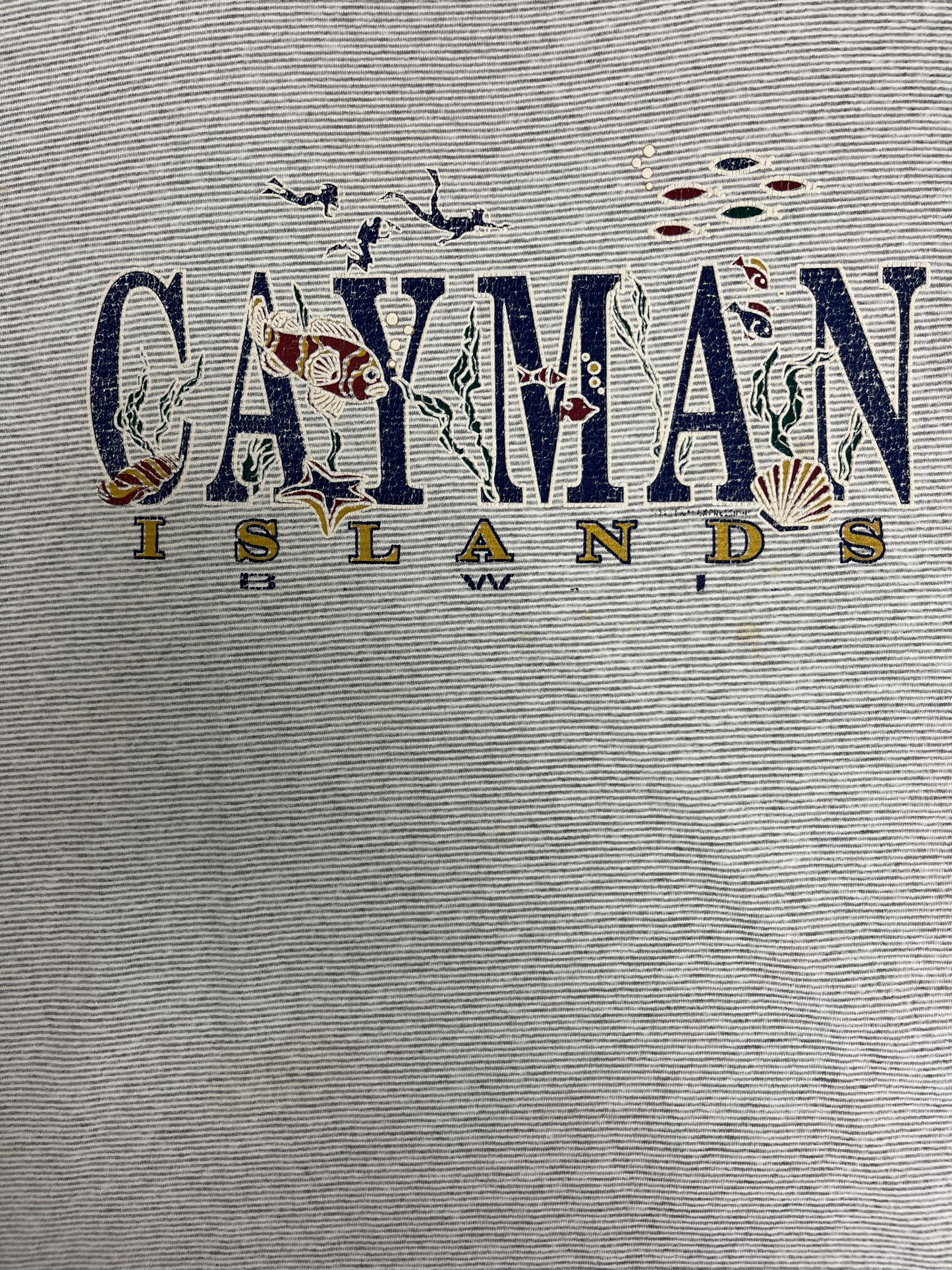 Cayman Islands Graphic Tee | Size X-Large | Vintage 1990s Single Stitch Tourist Grey T-Shirt |