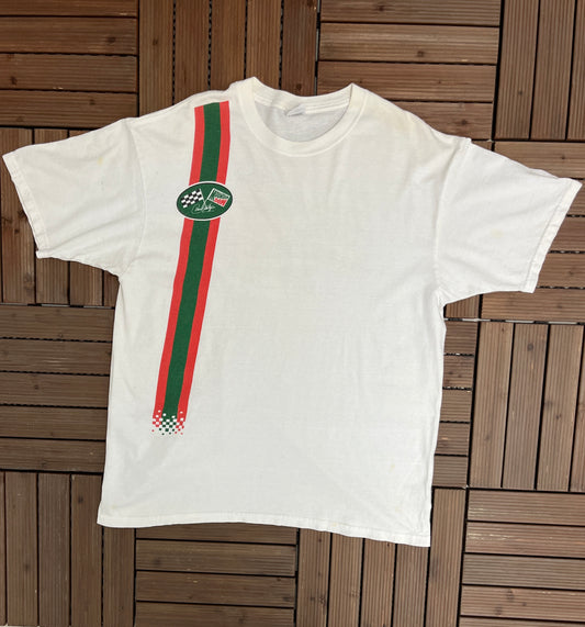 Darrell Waltrip Mountain Dew Racing Graphic Tee | Size X-Large | Vintage 2000s NASCAR Racing White T-Shirt |