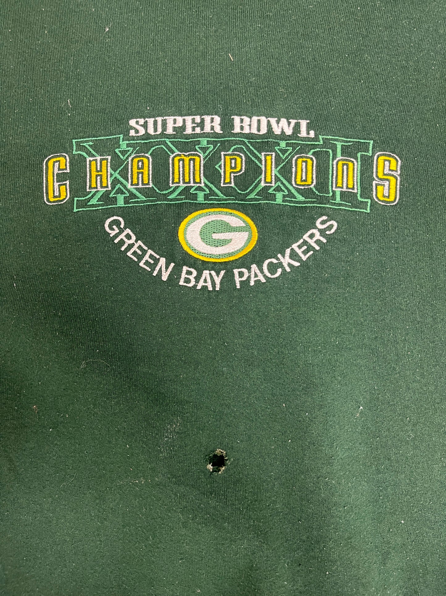 Green Bay Packers Super Bowl Champions Graphic Crewneck | Size XX-Large | Vintage 1990s NFL Football Green Sweater |