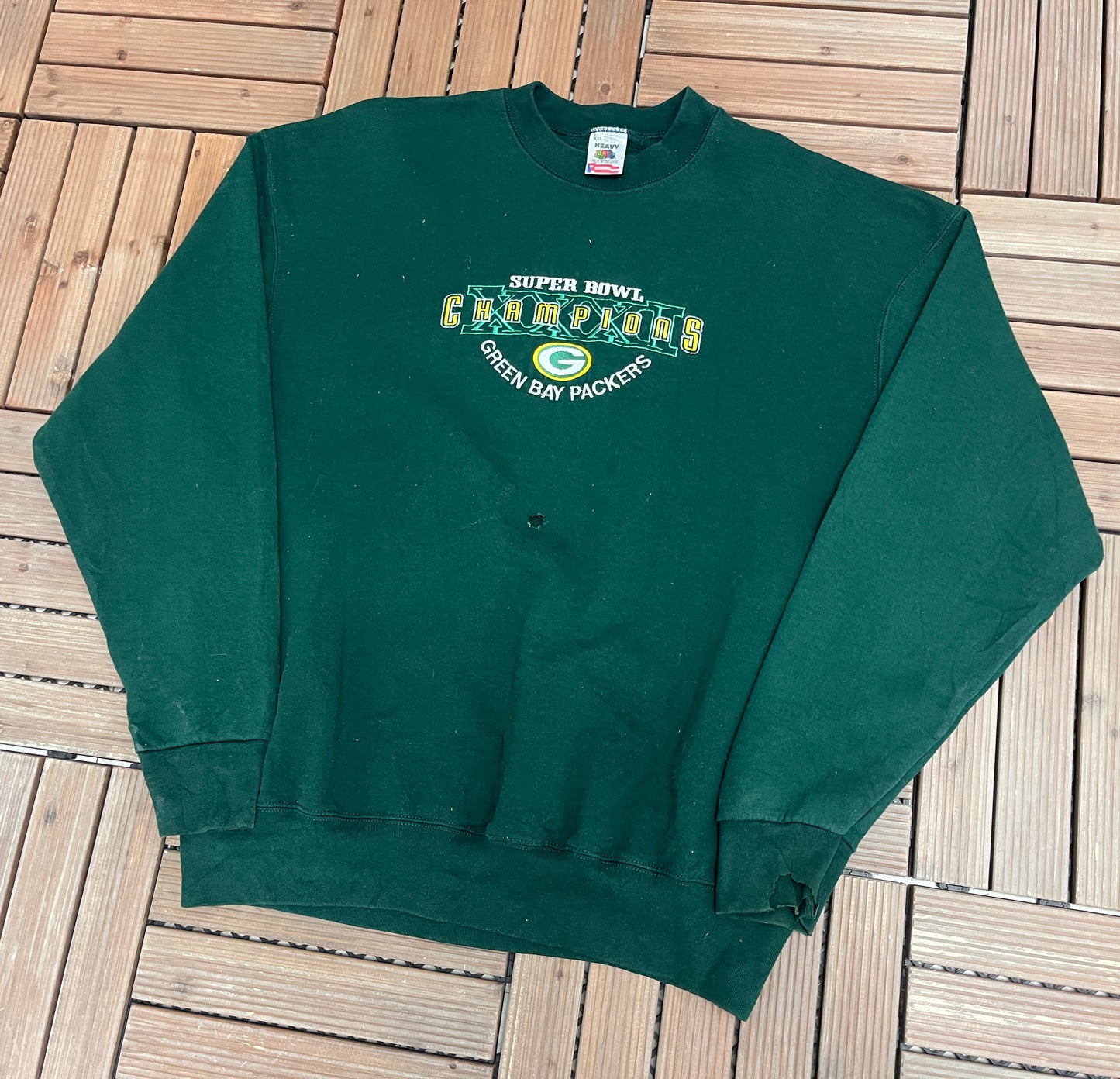 Green Bay Packers Super Bowl Champions Graphic Crewneck | Size XX-Large | Vintage 1990s NFL Football Green Sweater |