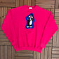 Sylvester Stitched Graphic Crewneck | Size X-Large | Vintage 1990s Pink Cartoon Promotional Sweater |