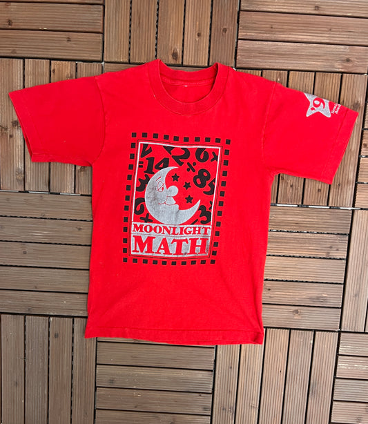 Sewickley Academy Moonlight Math Graphic Tee | Size Medium | Vintage 1990s Promotional Red T-Shirt |