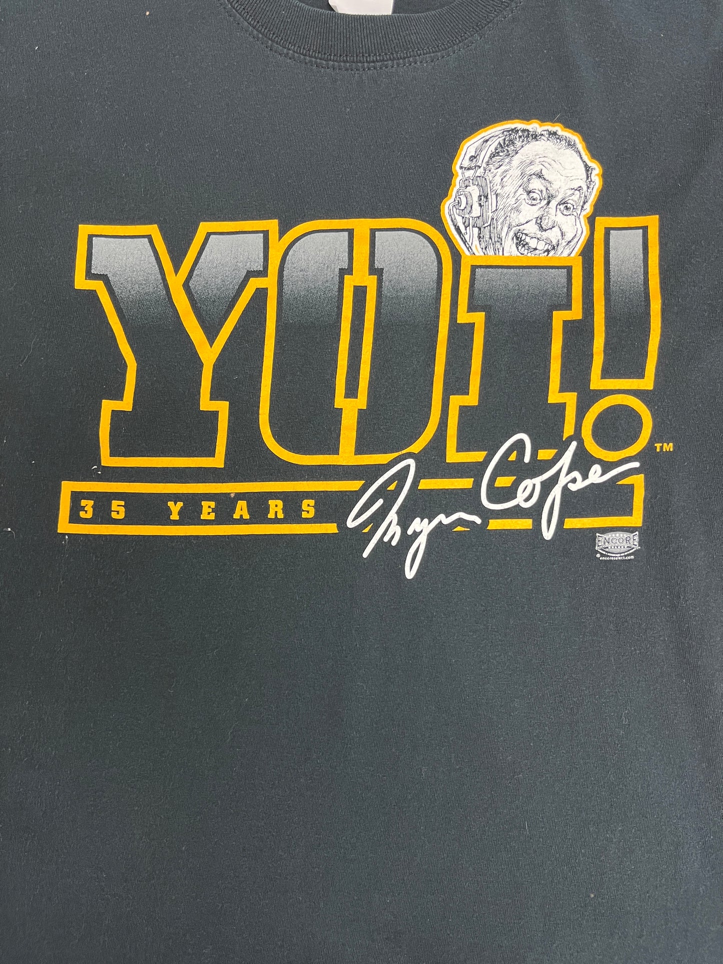 Double Yoi! Myron Cope Graphic Tee | Size Medium | Vintage 2000s Novel Promotional Black T-Shirt |