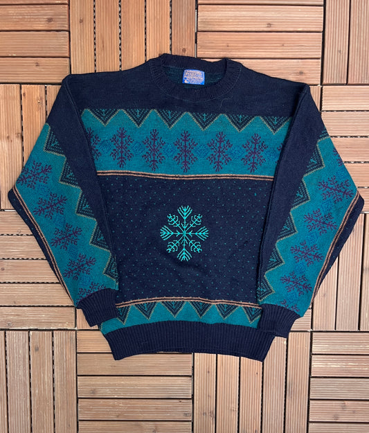 Pendleton Colourful Pattern Knit Sweater | Size Large | Vintage 1990s Made in USA Branded Knitted Sweater |