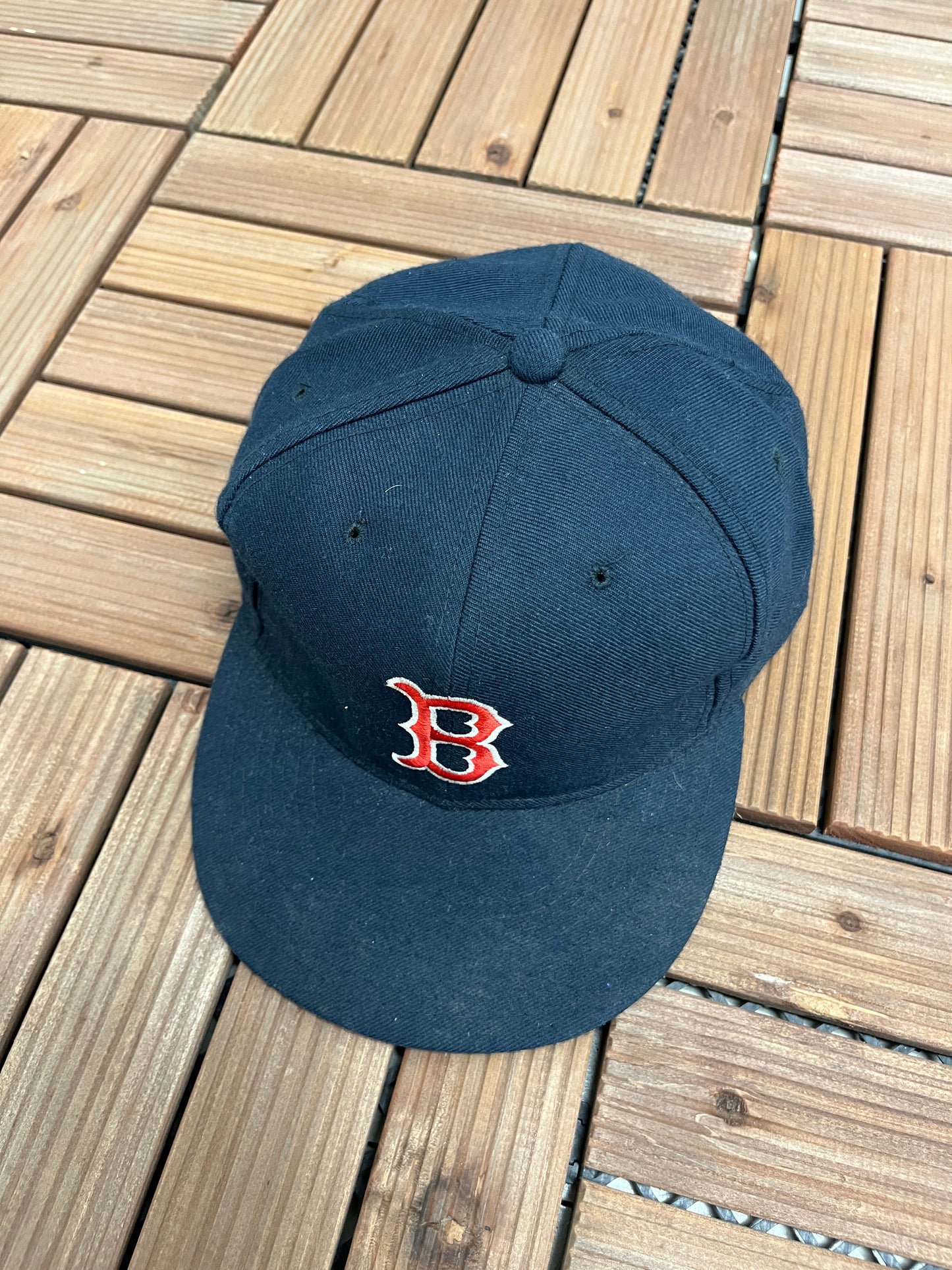 Boston Red Sox Embroidered Graphic Hat | Size 7 5/8 | Vintage 1990s MLB Baseball Blue Cap |