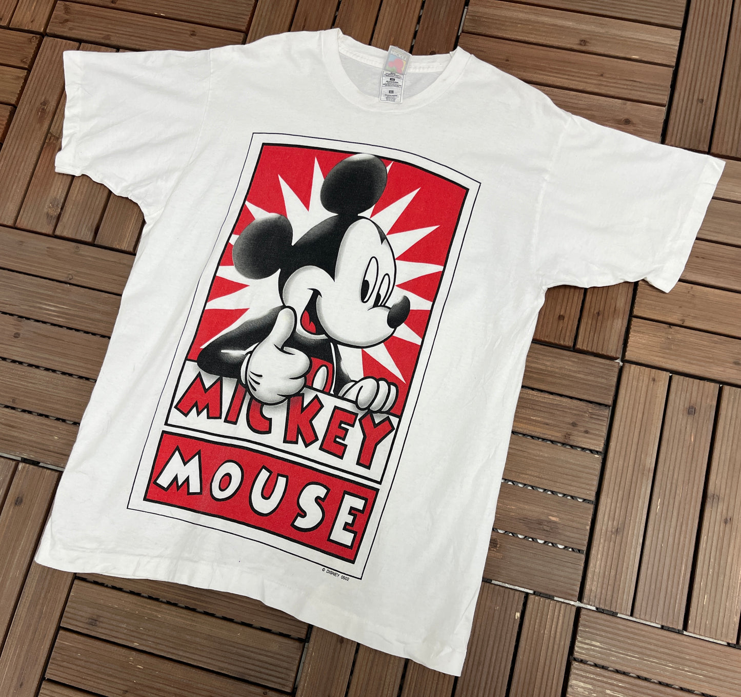Mickey Mouse Graphic Tee | Size X-Large | Vintage 1990s Single Stitch Disney Cartoon White T-Shirt | Made in USA |