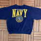 Annapolis Navy Graphic Crewneck | Size X-Large | Vintage 1990s Galt Sand College Blue Sweater |