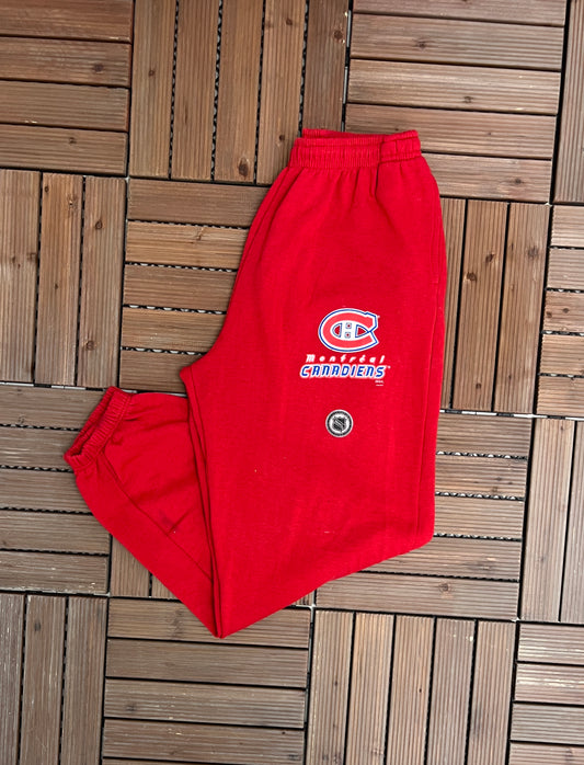 Montreal Canadiens Track Pants | Size Large | Vintage 1990s NHL Hockey Red Sweat Pants |