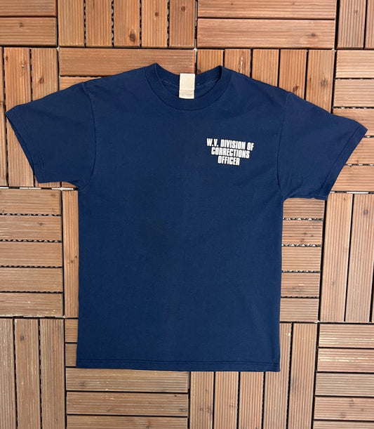 West Virginia Correctional Officer Graphic Tee | Size Medium | Vintage 2000s Promotional Blue T-Shirt |