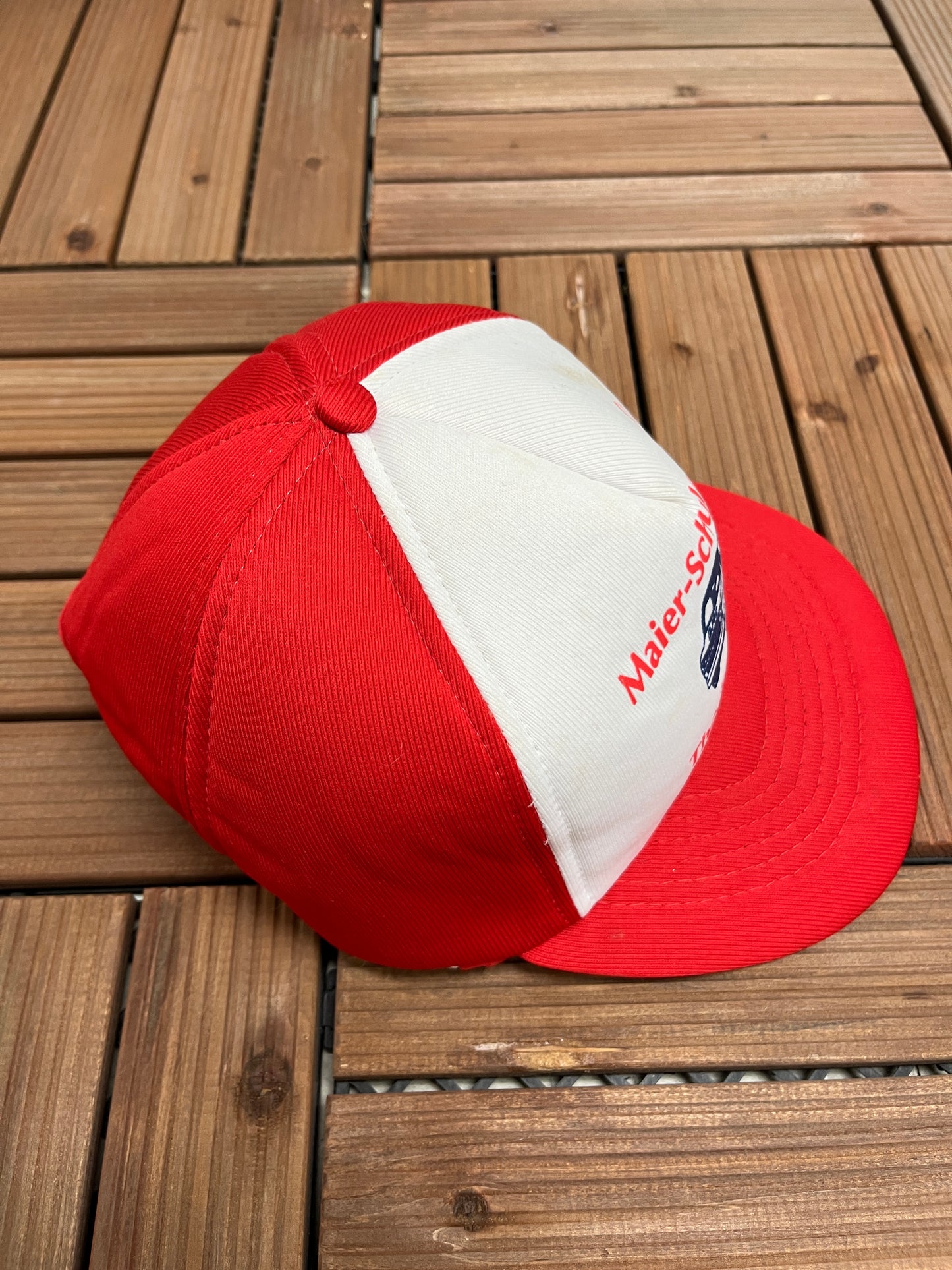 Maier-Schule GMC Graphic Hat | Snap Back | Vintage 1990s Promotional GMC White Cap |