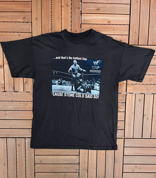 Cause Stone Cold Said So WWE Graphic Tee | Size Medium | Vintage 1990s Wrestling Steven Austin Deadstock Black T-Shirt |