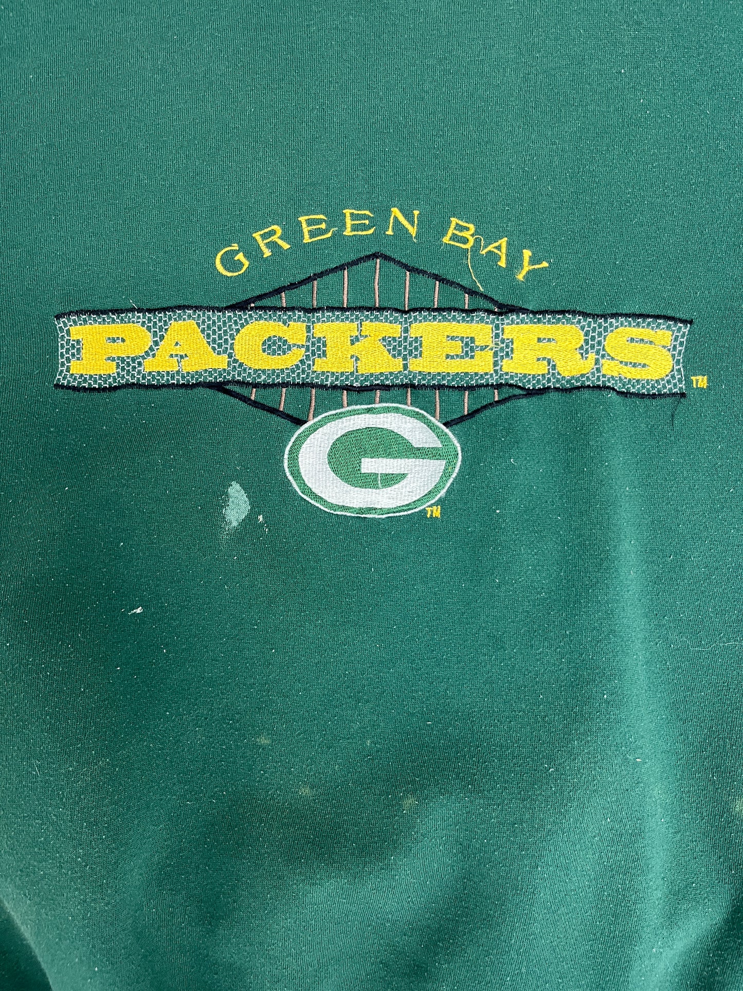 Green Bay Packers Embroidered Graphic Crewneck | Size Large | Vintage 1990s NFL Football Green Sweater | Starter Branded |