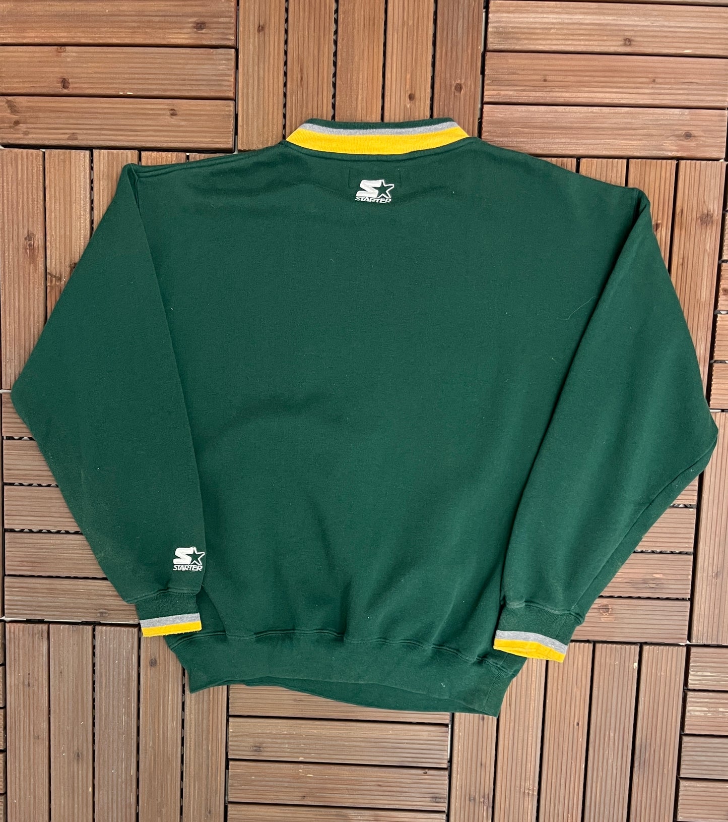 Green Bay Packers Embroidered Graphic Crewneck | Size Large | Vintage 1990s NFL Football Green Sweater | Starter Branded |