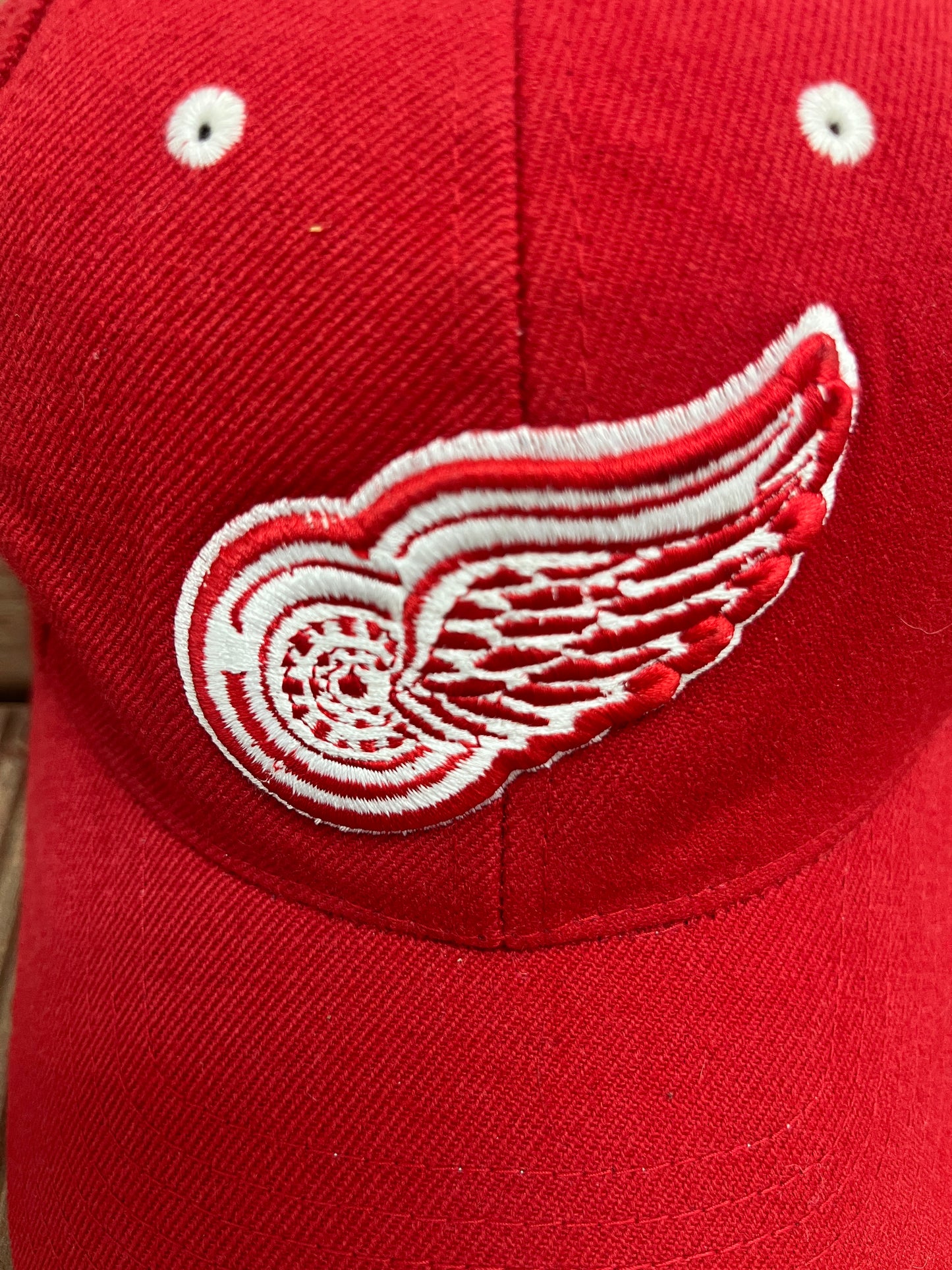 Detroit Red Wings Embroidered Graphic Hat | Snap Back | Vintage 1990s Puma NHL Hockey Red Cap |