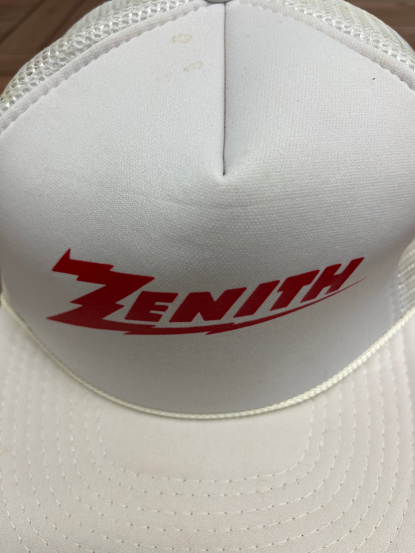 Zenith Spell Out Graphic Hat | Snap Back | Vintage 1990s Promotional White Trucker Cap |