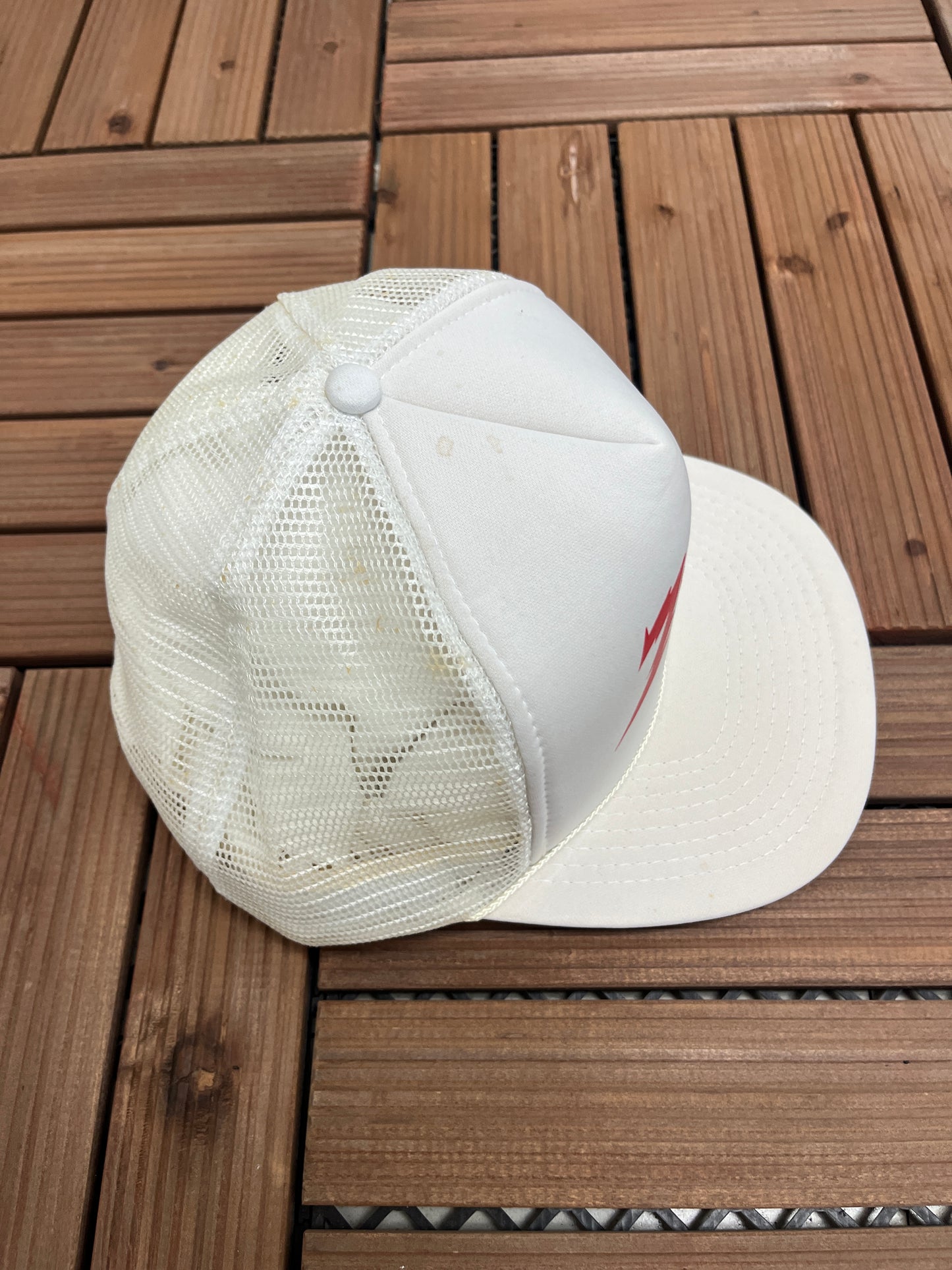 Zenith Spell Out Graphic Hat | Snap Back | Vintage 1990s Promotional White Trucker Cap |