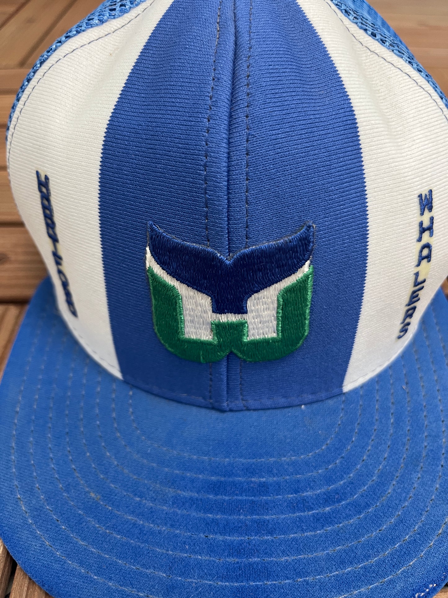 Hartford Whalers Embroidered Graphic Hat | Snap Back | Vintage 1990s NHL Hockey Blue Cap |