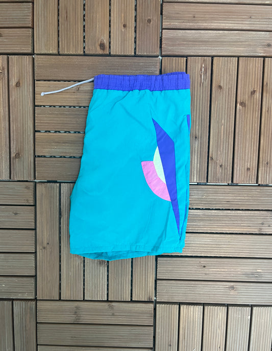 Pacific Coast Highway Surfing Graphic Shorts | Size Medium | Vintage 1990s Blue Promotional Shorts |