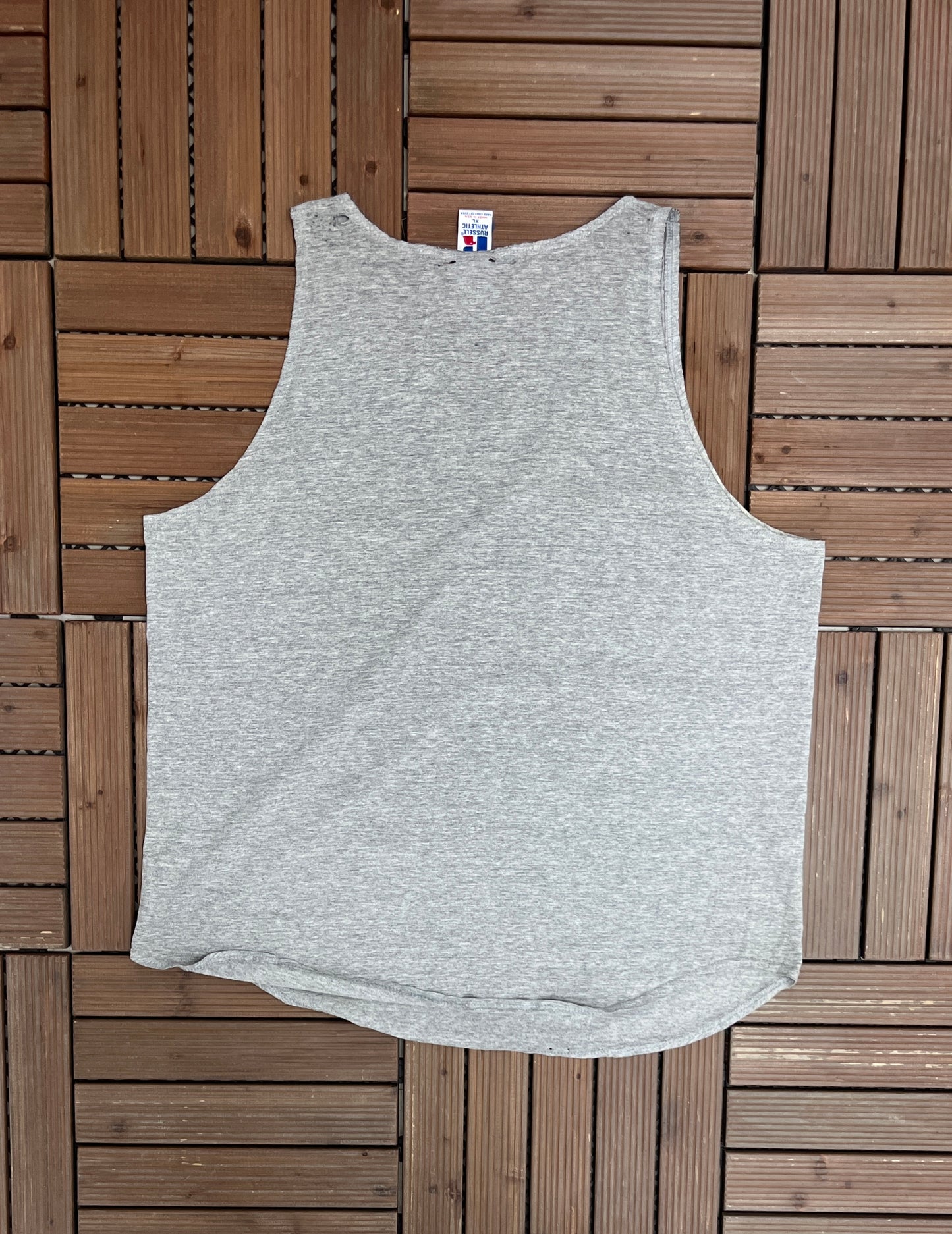Russell Athletic Vintage V Neck Tank Top Gray Eagle Tag Women's Size XL USA