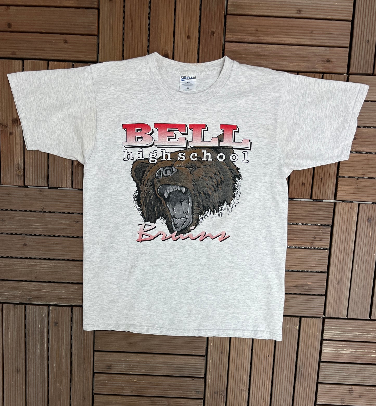 Bell Bruins High School Graphic Tee | Size Large | Vintage 1990s Grey High School T-Shirt | Ottawa, Canada |