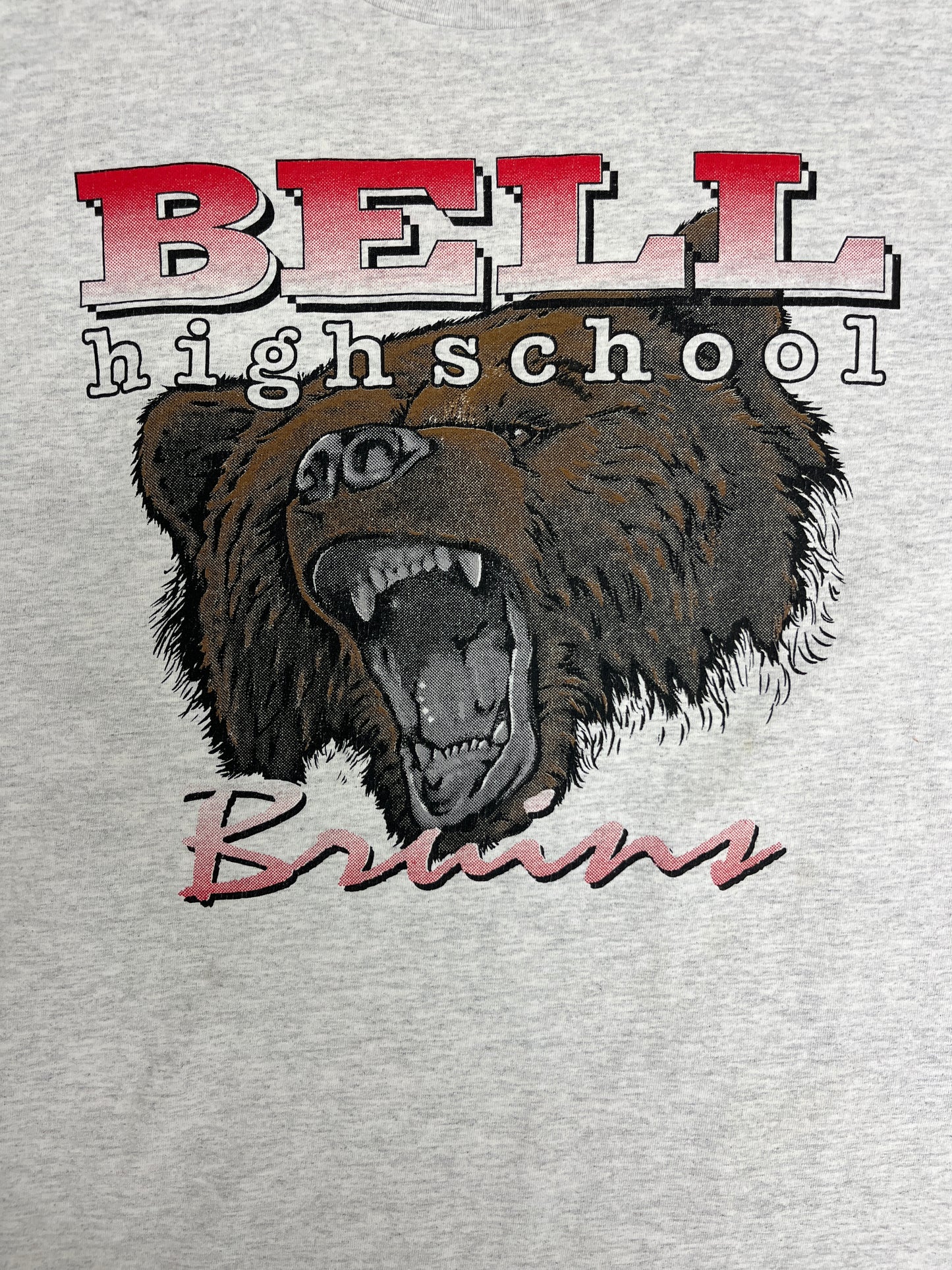 Bell Bruins High School Graphic Tee | Size Large | Vintage 1990s Grey High School T-Shirt | Ottawa, Canada |