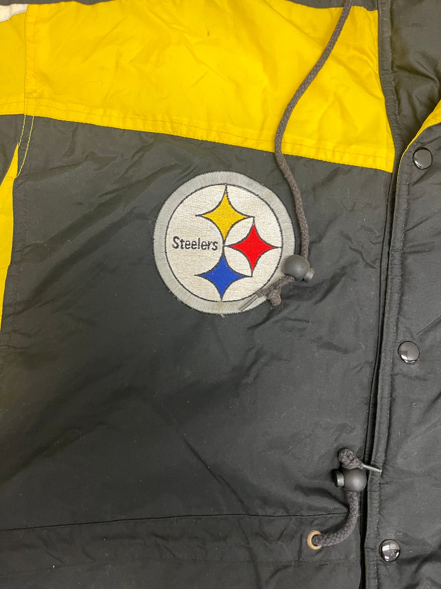 Pittsburgh Steelers Embroidered Graphic Jacket | Size XX-Large | Vintage 1990s NFL Football Puffer Jacket |