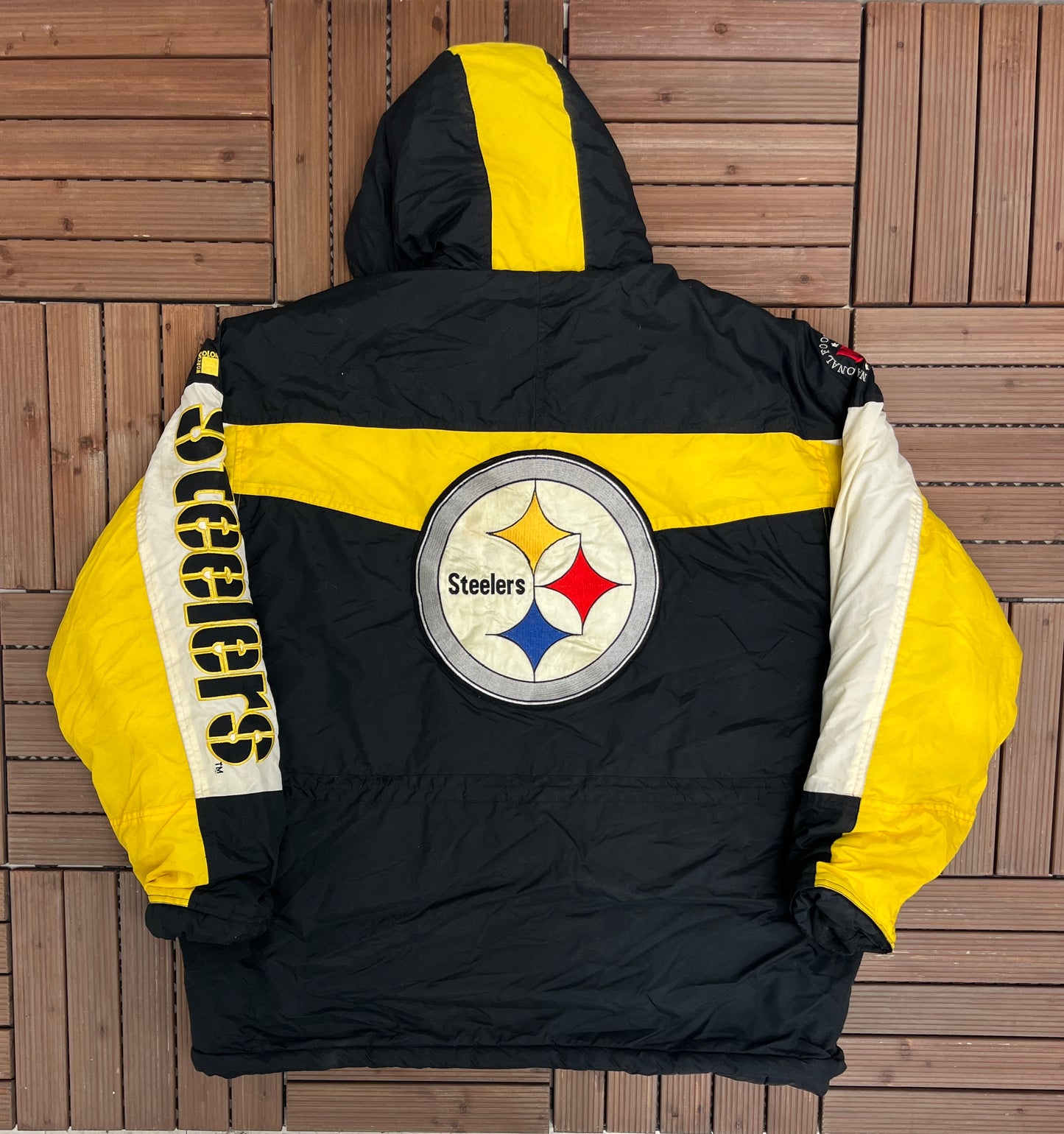 Pittsburgh Steelers Embroidered Graphic Jacket | Size XX-Large | Vintage 1990s NFL Football Puffer Jacket |