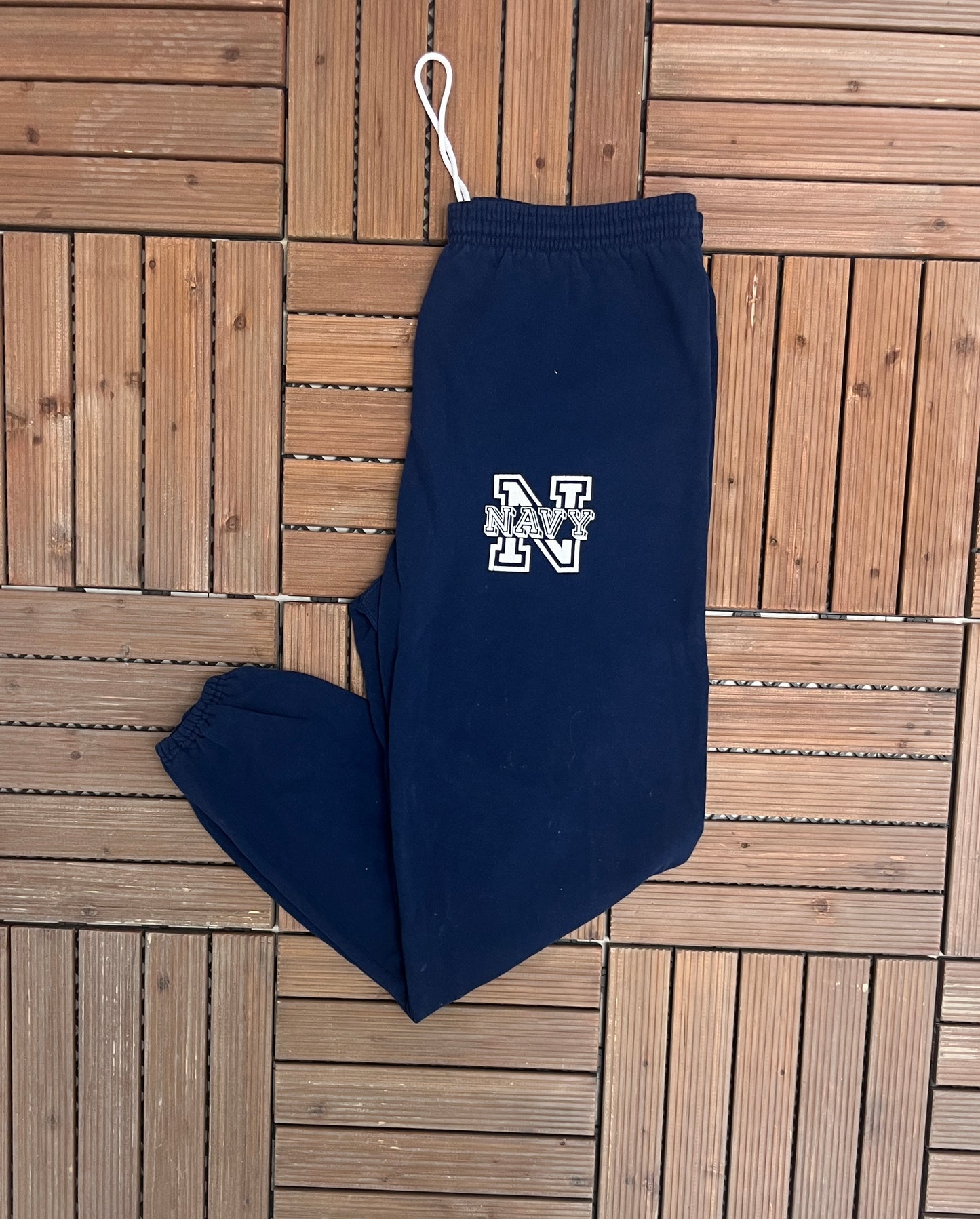 Navy Midshipmen Graphic Sweat Pants | Size Large | Vintage 1990s College Football Blue Sweat Pants |