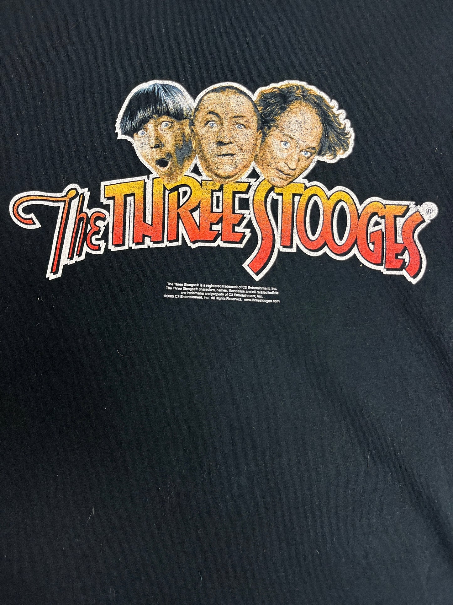 The Three Stooges Stooge Scene Investigation Graphic Tee | Size Medium | Vintage 2000s Comedy Group Black T-Shirt | Free Shipping to USA |