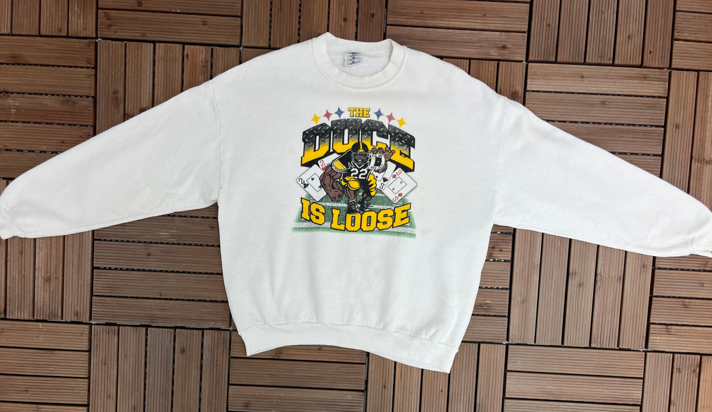 Pittsburgh Steelers The Duce Is Loose Graphic Crewneck | Size X-Large | Vintage 200s Football White Sweater | Free Shipping to USA |