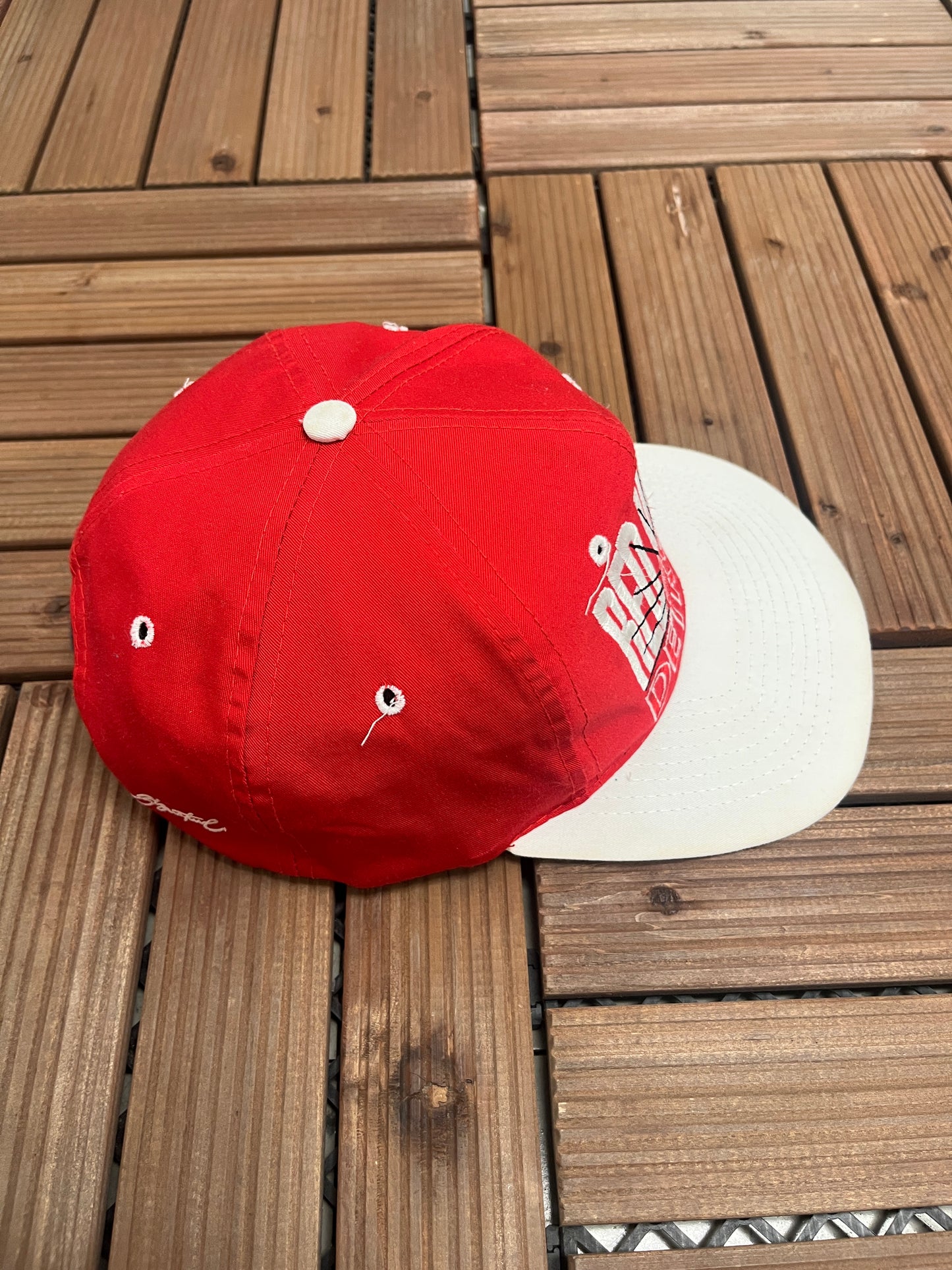 Detroit Red Wings Embroidered Graphic Hat | Snap Back | Vintage 1990s NHL Hockey Red Cap |