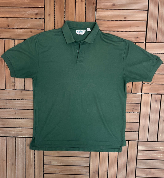 Levi's Green Blank Collared Shirt | Size X-Large | Vintage 1990s Levi's Branded Collared Green T-Shirt |