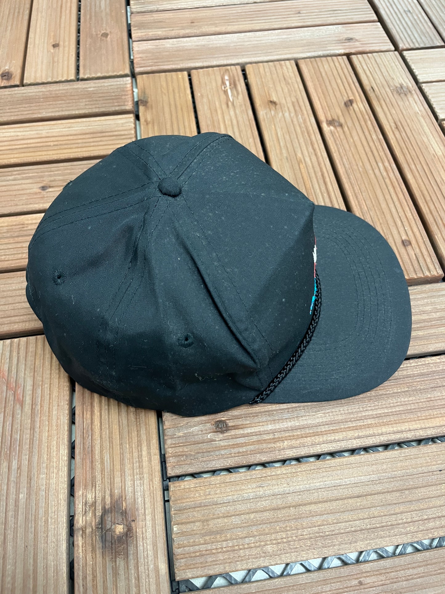 Alaska The Last Frontier Embroidered Graphic Hat | Snap Back | Vintage 1990s Tourist Black Cap |