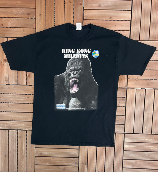 King Kong Millions New York Lottery Graphic Tee | Size X-Large | Vintage 2000s Promotional Black T-Shirt |