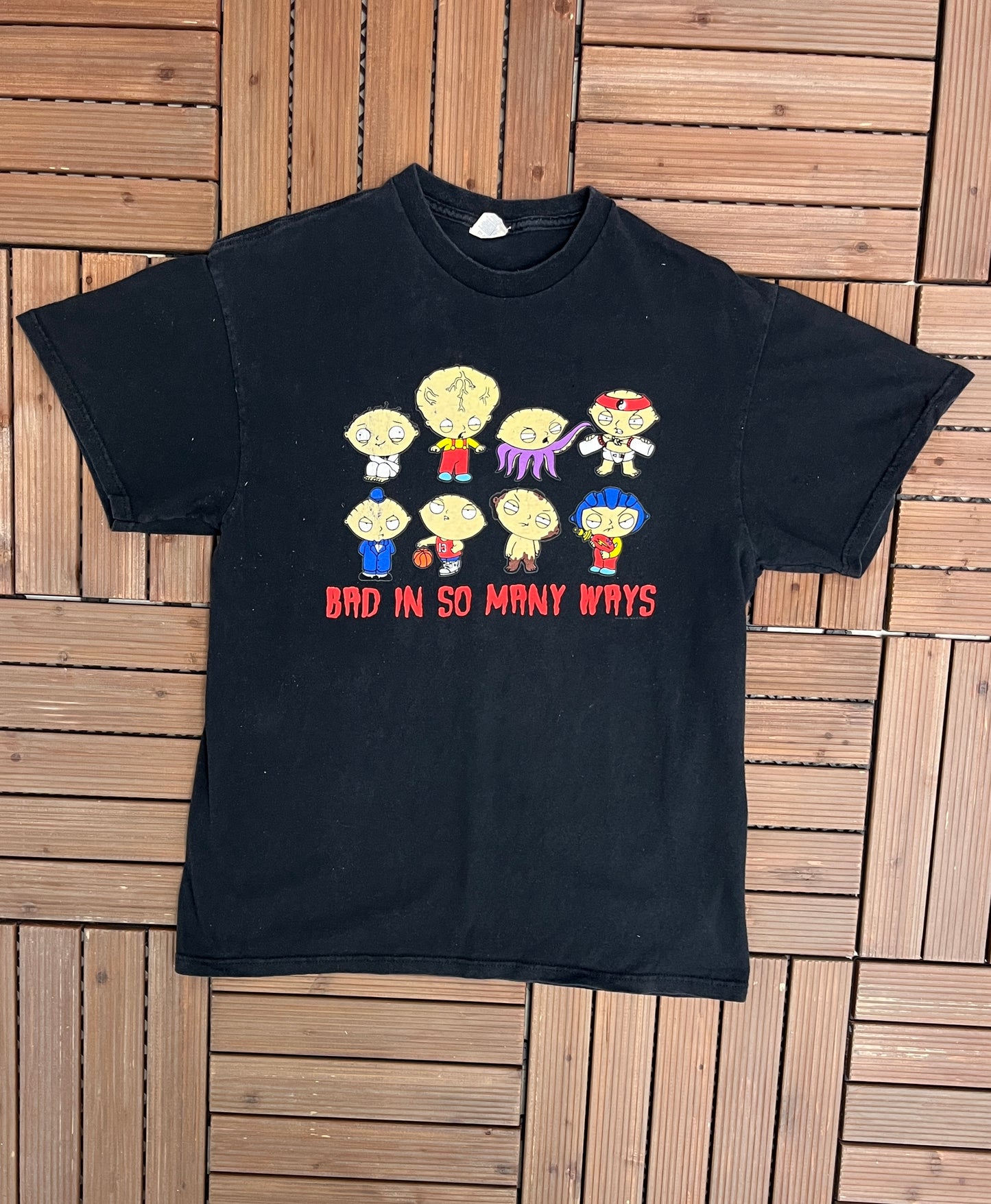 Bad In So Many Ways Stewie Griffin Graphic Tee | Size Large | Vintage 2000s Animated Television T-Shirt |