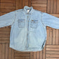 Carhartt Spell Out Patch Light Denim Shirt | Size XX-Large | Vintage 1990s Blue Light Denim Jacket |