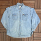 Carhartt Spell Out Patch Light Denim Shirt | Size XX-Large | Vintage 1990s Blue Light Denim Jacket |